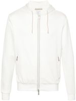 Eleventy hoodie zippé à détails rayés - Blanc