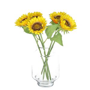 Kunstbloem Zonnebloem Helianthus - 5x - 42 cm - losse steel - kunst zijdebloem