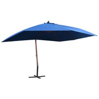 VidaXL Zweefparasol met houten paal 400x300 cm blauw - thumbnail