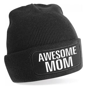 Muts awesome mom / geweldige moeder zwart voor dames - Winter cadeau mama/ moeder