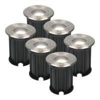 Set van 6 Maisy LED Grondspot - Dimbaar - Rond - Ø12cm - GU10 - 4 Watt 345 Lumen - 6500K daglicht wit - RVS - IP67 waterdicht - Tuinspot - Oprit