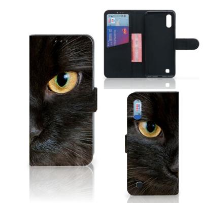 Samsung Galaxy M10 | Telefoonhoesje | Met pasjeshouder | Zwarte Kat