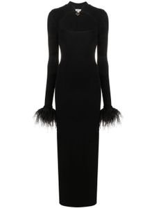 MANURI Cindy square-neck long dress - Noir