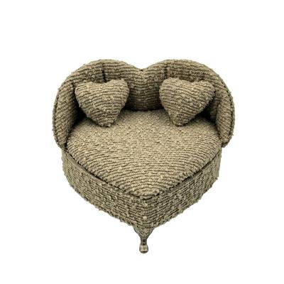 Juwelenkistje Versa Grijs Polyester Metaal Spiegel Hout MDF 16 X 13,5 X 16 CM Sofa
