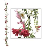 Planten slinger - kunstplant - roze - 180 cm - kunsttakken - roze/witte bloemetjes