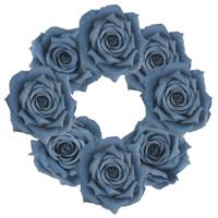 Chaks Decoratie rozen set - kunststof - 8x stuks - blauw - 9,5 x 5,5 cm - bruiloft decoratie