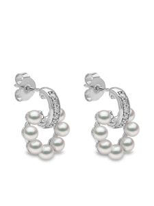 Yoko London boucles d'oreilles Eclipse en or blanc 18ct serties de perles d'Akoya et de diamants - Argent