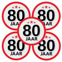 80 jaar leeftijd sticker - 5x - rond - Dia 15 cm - 80 jaar verjaardag - jubileum - leeftijd versieri