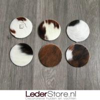 Koeienhuid onderzetters normandier bruin zwart wit 10x10cm