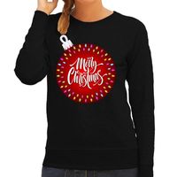 Foute kersttrui / sweater kerstbal merry christmas zwart dames - thumbnail