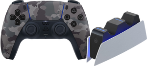 Sony PlayStation 5 DualSense draadloze controller Grey Camo + BlueBuilt Oplaadstation