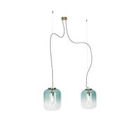 QAZQA Design hanglamp goud met groen glas 2-lichts - Bliss - thumbnail