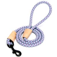Nobleza Hondenriem rond - Lichtblauw / paars polyester met leer - Lengte 130 cm