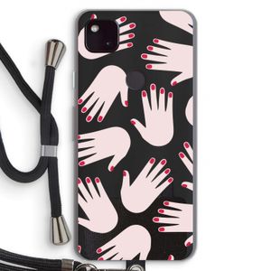 Hands pink: Pixel 4a 5G Transparant Hoesje met koord