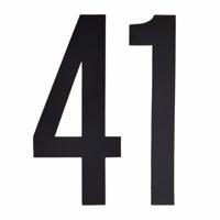 Hobby cijfers stickers - cijfer 41 - zwart - 10 cm - Huisvuil container - brievenbus