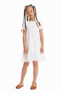 Gecombineerde jurk met broderie anglaise - WHITE - 7/8