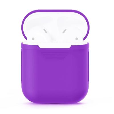 Portable Wireless Bluetooth Earphone Silicone Protective Box Anti-lost Dropproof Storage Bag for Apple AirPods 1/2(Earphone is not Included)(Purple)