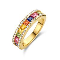 Ring Regenboog geelgoud-saffier-diamant 0.30ct H Si meerkleurig 5 mm