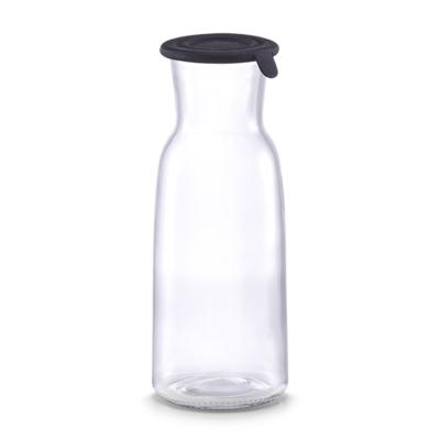 Zeller glazen karaffen - met siliconen deksel - 700 ml - waterkaraf - D8 x H21 cm - karaf