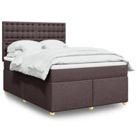 Boxspring met matras stof donkerbruin 140x200 cm