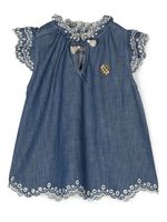 ZIMMERMANN Kids robe en jean à broderie anglaise - Bleu - thumbnail