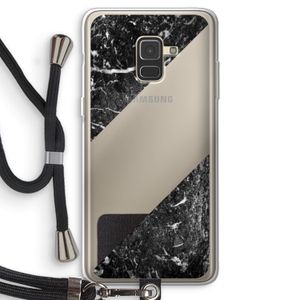 Zwart marmer: Samsung Galaxy A8 (2018) Transparant Hoesje met koord