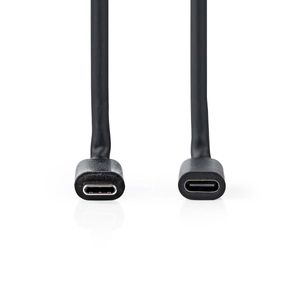 Nedis USB-Kabel | USB 3.2 Gen 1 | USB-C Male | USB-C Female | 60 W | 4K@60Hz | 5 Gbps | Vernikkeld | 1.00 m | Rond | PVC | Zwart | Label -