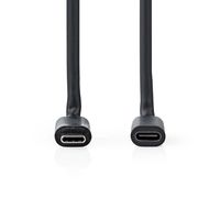 Nedis USB-Kabel | USB 3.2 Gen 1 | USB-C Male | USB-C Female | 60 W | 4K@60Hz | 5 Gbps | Vernikkeld | 1.00 m | Rond | PVC | Zwart | Label - - thumbnail