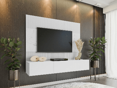 Tv-meubel DORINI 180 cm wit/marmer wit
