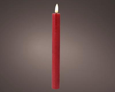 Dinerkaarsset LED vlam 24cm rood 2-dlg
