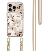 iPhone 16 Pro Max hoesje met beige koord - In bloom