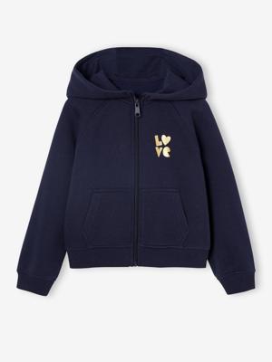 Sportsweater met rits en capuchon voor meisjes marineblauw