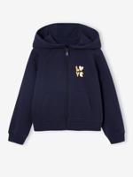 Sportsweater met rits en capuchon voor meisjes marineblauw