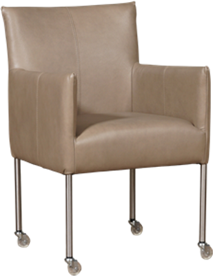 Taupe leren moderne kuipstoel Desire - poot rond rvs met wiel - Granada leer Taupe (taupe leer)