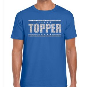 Topper t-shirt blauw met zilveren glitters heren