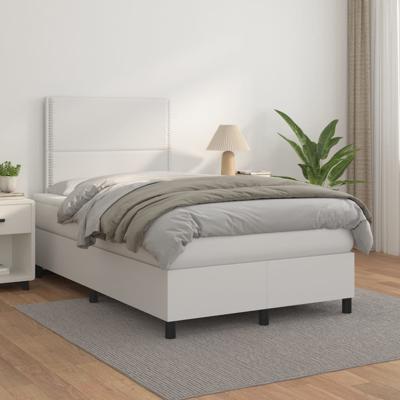 Boxspring met matras kunstleer wit 120x200 cm