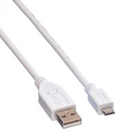 VALUE USB 2.0 Kabel, USB A Male - Micro USB B Male, wit, 0,15 m - thumbnail