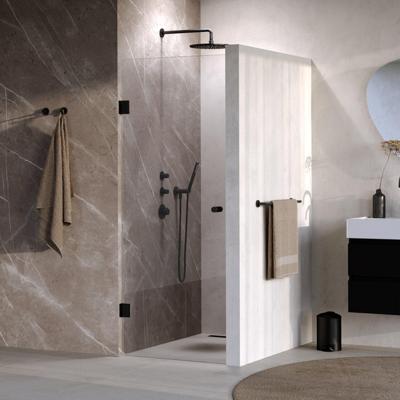 BRAUER Void Carving Nisdeur - 70x200cm - draaideur - glascoating - omkeerbaar - helder glas - mat zwart GS-VOCN1H70200MZ