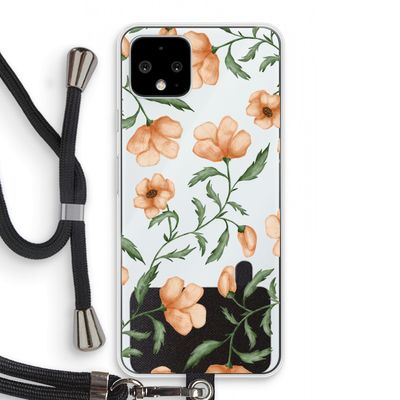 Peachy flowers: Pixel 4 Transparant Hoesje met koord