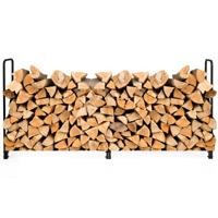 Brandhoutrek van Metaal met Handgrepen en Sokkel Brandhoutrek voor Binnen en Buiten Belastbaar tot 500 kg 250 x 36 x 122,5 cm