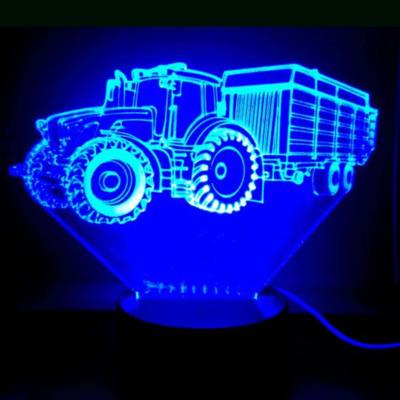 3D LED LAMP - TRACTOR MET AANHANGER 2 - Ontwerp-zelf.nl