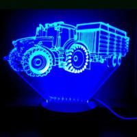 3D LED LAMP - TRACTOR MET AANHANGER 2 - Ontwerp-zelf.nl