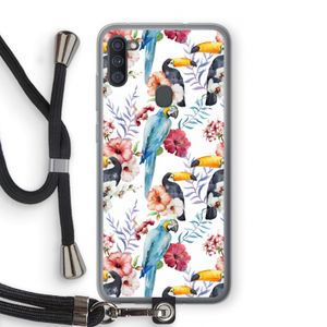 Bloemen tukan: Samsung Galaxy A11 Transparant Hoesje met koord