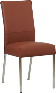 Donkercognac leren moderne eetkamerstoel Real - poot vierkant rvs - Toledo Leer Terra (donkercognac leer)