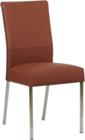 Donkercognac leren moderne eetkamerstoel Real - poot vierkant rvs - Toledo Leer Terra (donkercognac leer)