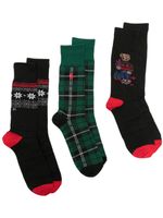 Polo Ralph Lauren mix-print sock pack (pack of three) - Noir