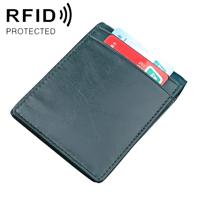 9037 Antimagnetic RFID Crazy Horse Texture Leather Wallet Billfold for Men and Women (Blue)