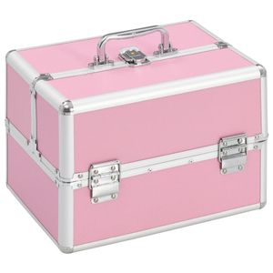 VidaXL Make-up koffer 22x30x21 cm aluminium roze
