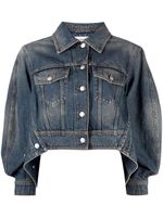 Alexander McQueen veste en jean à coupe crop - Bleu