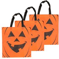 3x Halloween tas voor snoep oranje   -